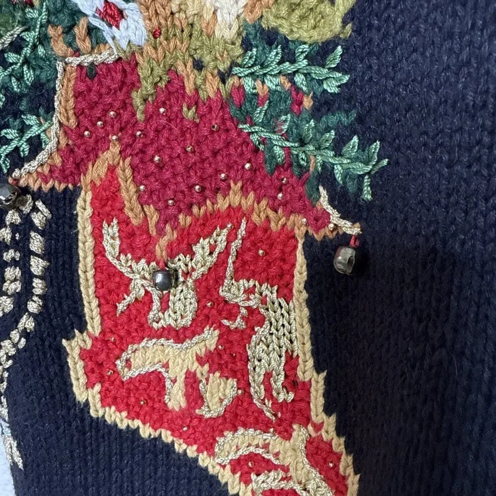 Tiara Christmas Knit Sweater Vest Stockings Black Size 14 16 Holiday Candy Canes